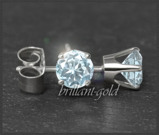 Ohrstecker 585 Gold Aquamarin hellblau 4,5,6,7mm